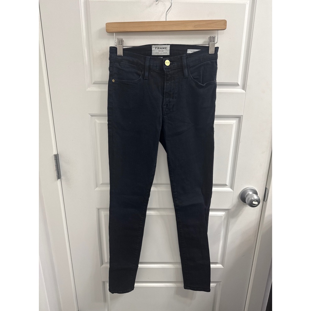 FRAME Denim Le High Skinny Jeans Black High Rise Stretch Size 24